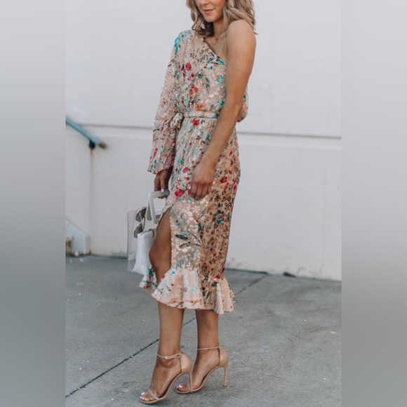 Floral One Shoulder Midi Dress - Picture 4 of 4